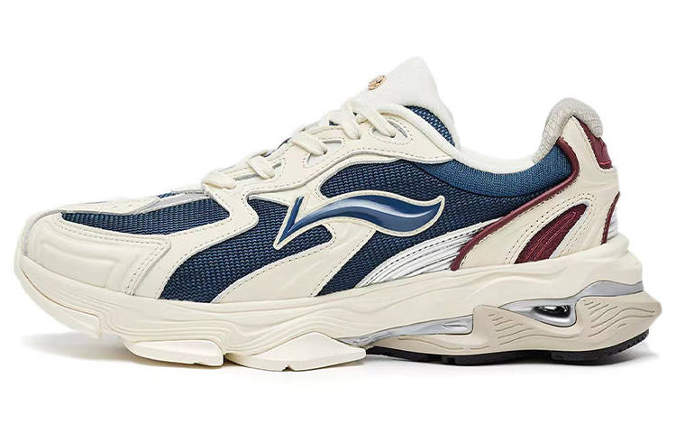 LI-NING 1990 LI NING 1990 Cushioning Slip Resistant Abrasion Resistant Low top Running Shoes Men's Sea Soul Blue