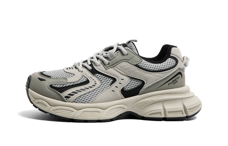 HUANQIU Slip Resistant, Abrasion Resistant, Height Increasing Low top Chunky Sneakers Women's Beige Gray