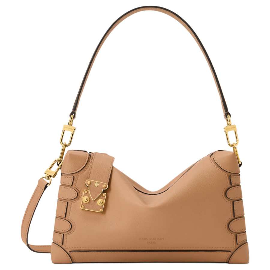 LOUIS VUITTON SIDE TRUNKSilhouette Cow Leather One Shoulder Handbag Women's Light Brown