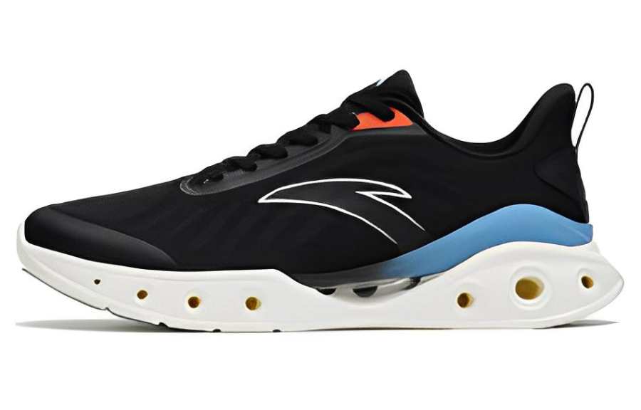 Anta Comfortable Cushioning Slip Resistant Low top Running Shoes Men's Black Orange