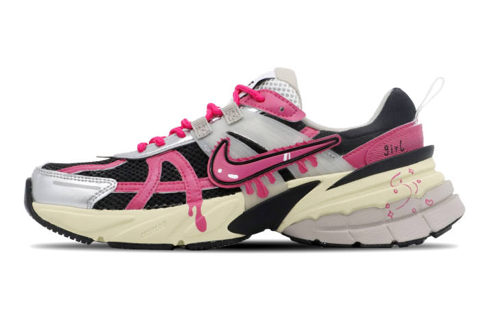 Nike Nike V2K Run Abrasion Resistant Low top Casual Running Shoes Women's Black Pink