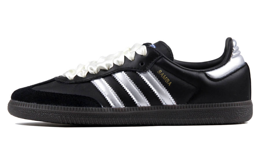 Adidas Originals SAMBA OG Abrasion Resistant Slip Resistant Low top Skateboard Shoes Unisex Black Silver