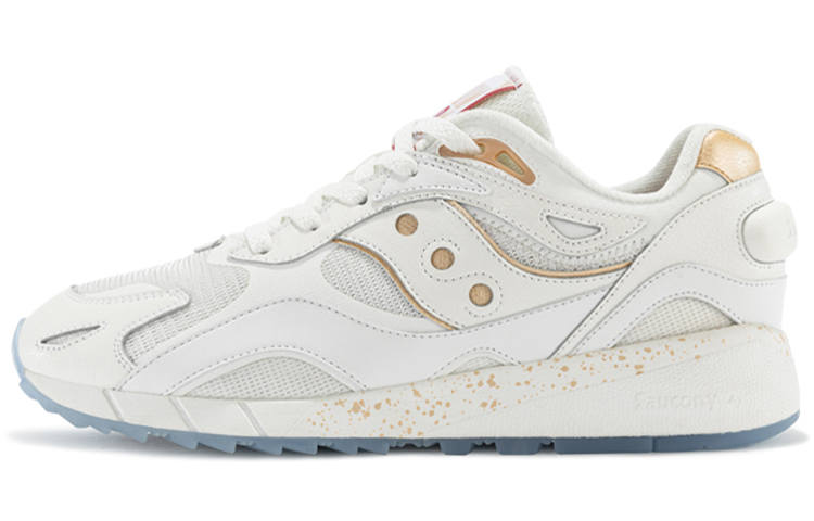 Saucony Shadow 6000 Synthetic Leather Abrasion Resistant Low top Casual Running Shoes Unisex White Gold