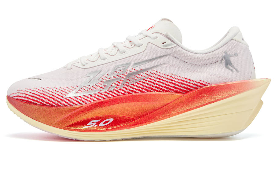 QIAODAN Flying Shadow PB5.0 Running Shoes Women's Low Top Tomato Red/Jordan White