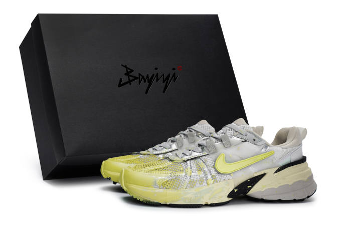 Nike Nike V2K Run Slip Resistant Abrasion Resistant Low top Running Shoes Women's Silver Yellow
