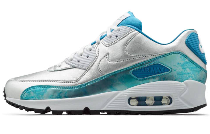 Nike Nike Air Max 90 Cushioning Abrasion Resistant Coverage Low top Running Shoes Women's Blue Chromium Color