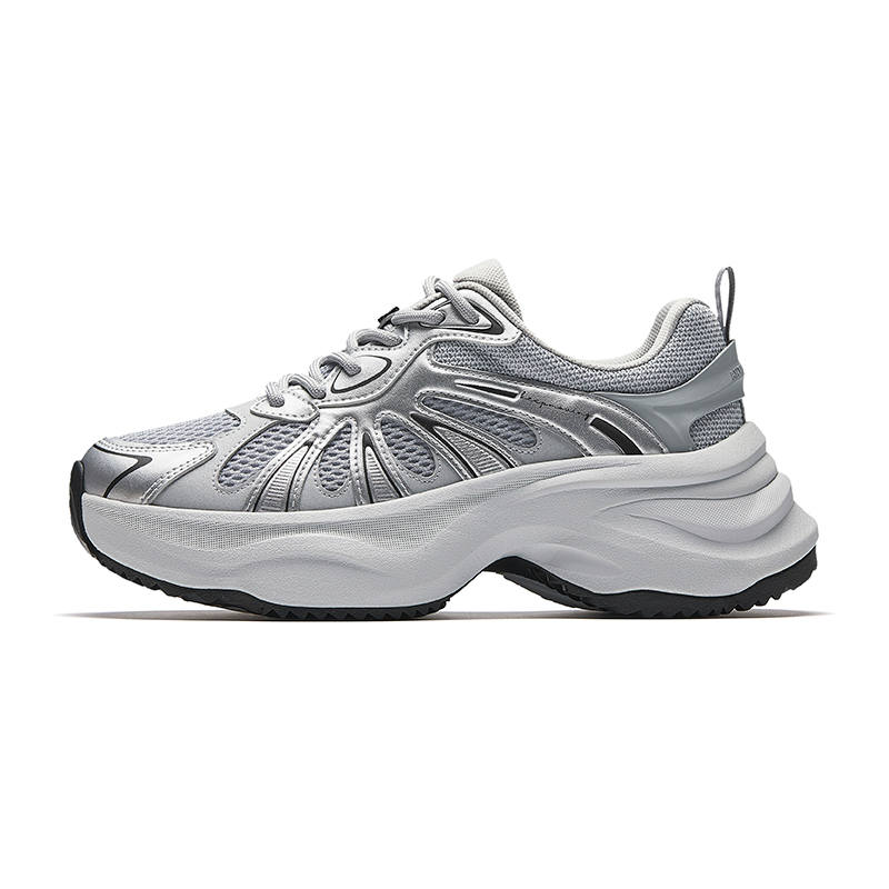 Anta Butterfly Wings Slip Resistant, Abrasion Resistant, Breathable Low top Chunky Sneakers Women's Silver Gray
