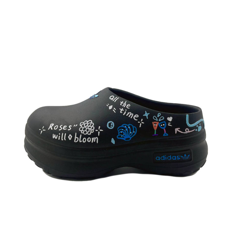 Adidas Originals AdiFOM Stan Smith Mule Abrasion Resistant Abrasion Resistant Closed Toe Slippers Unisex Black Blue