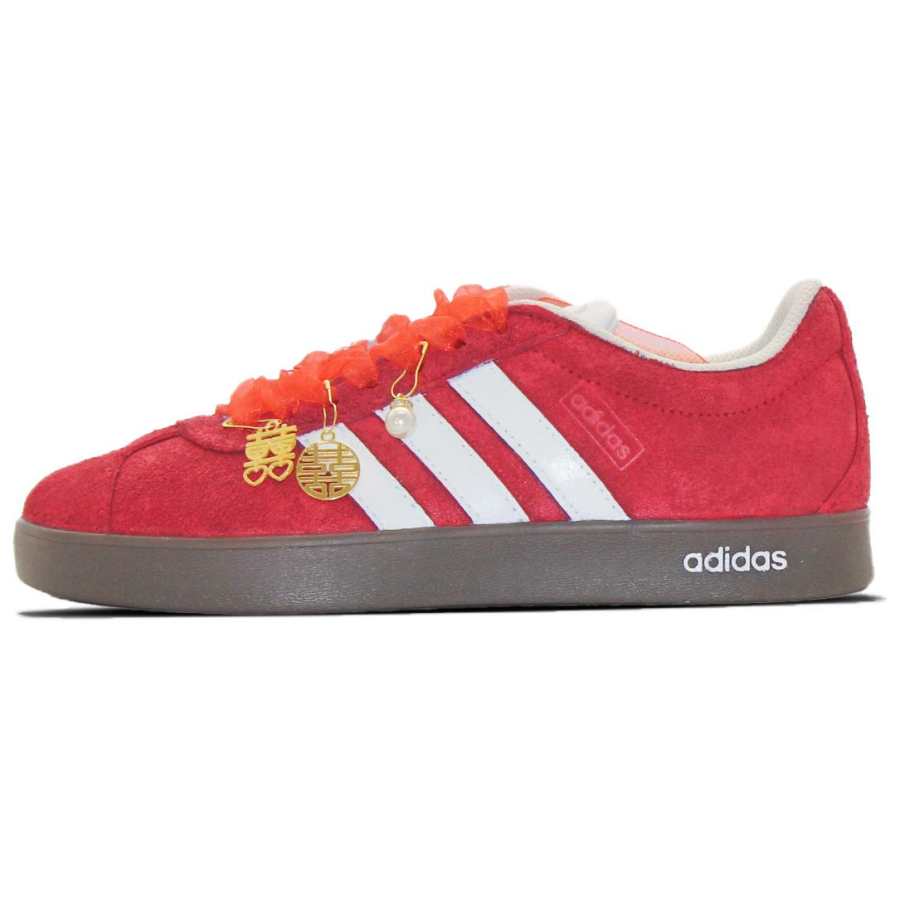 Adidas Adidas VL COURT 2.0 Slip Resistant Abrasion Resistant Low top Skateboard Shoes Unisex White Red