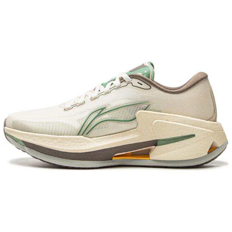 Li-Ning Li Ning Cushioning Slip Resistant Abrasion Resistant Breathable Low top Training Running Shoes Women's Beige Green