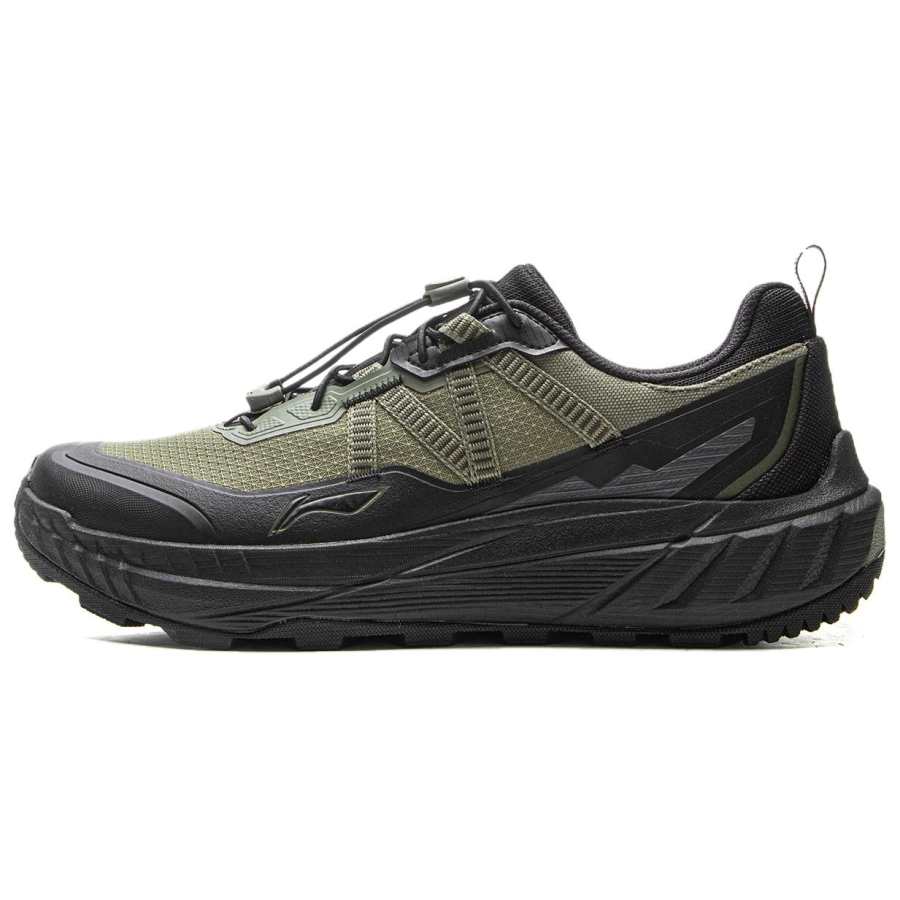 Li-Ning Li Ning Cushioning Slip Resistant Abrasion Resistant Rebound Low top Trail Running Shoes Men's Green Black