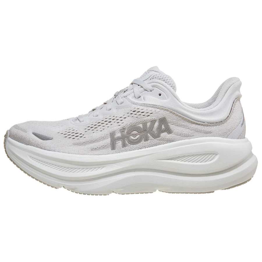 HOKA ONE ONE Bondi 9 Breathable Low top Long Distance Running Shoes Women's White Silver