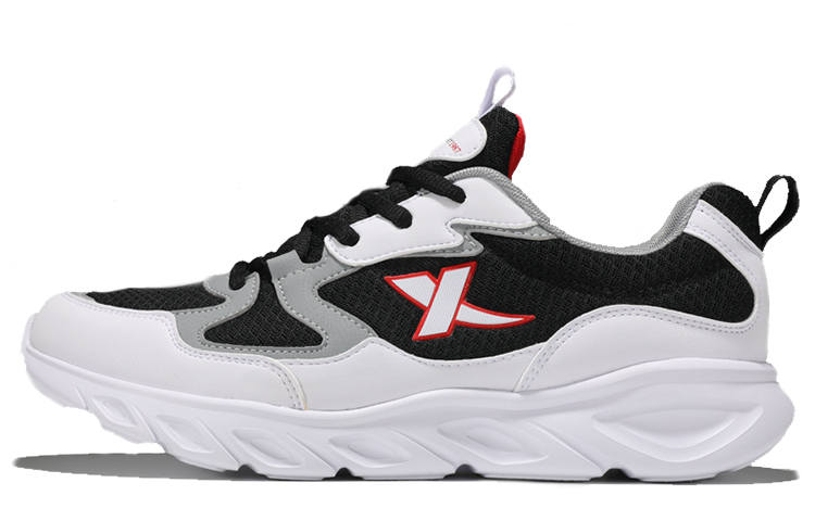 XTEP Cushioning Slip Resistant Abrasion Resistant Breathable Lightweight Low top Running Shoes Men's Black White Gray