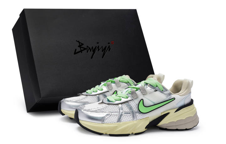 Nike Nike V2K Run Cushioning Slip Resistant Waterproof Low top Running Shoes Women's White Silver Green