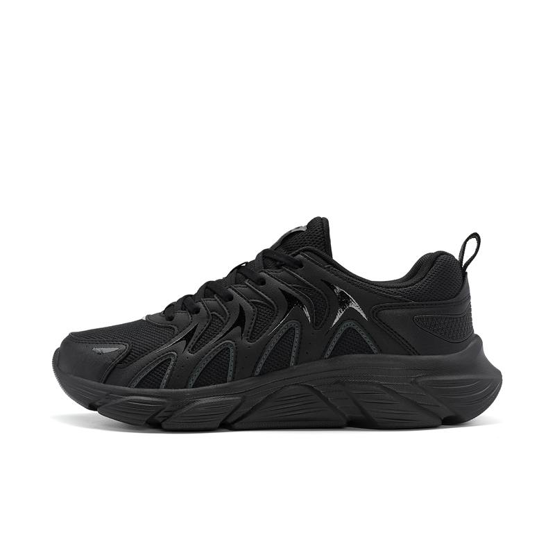 XTEP Comfortable Round Toe Cushioning Slip Resistant Low top Running Shoes Men's Black
