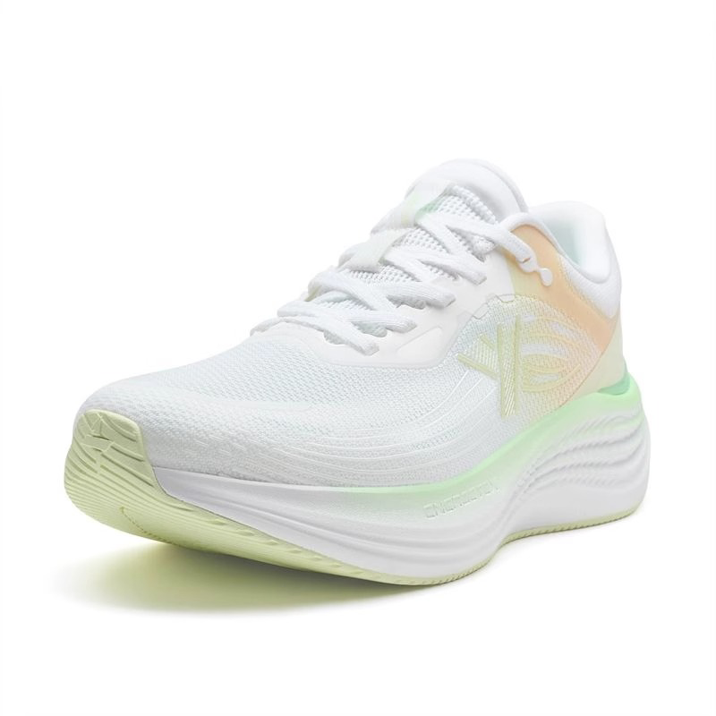 XTEP Flowing Cloud 3.0 Running Shoes Women's Low Top Classic White/Elf Green/Golden Yellow