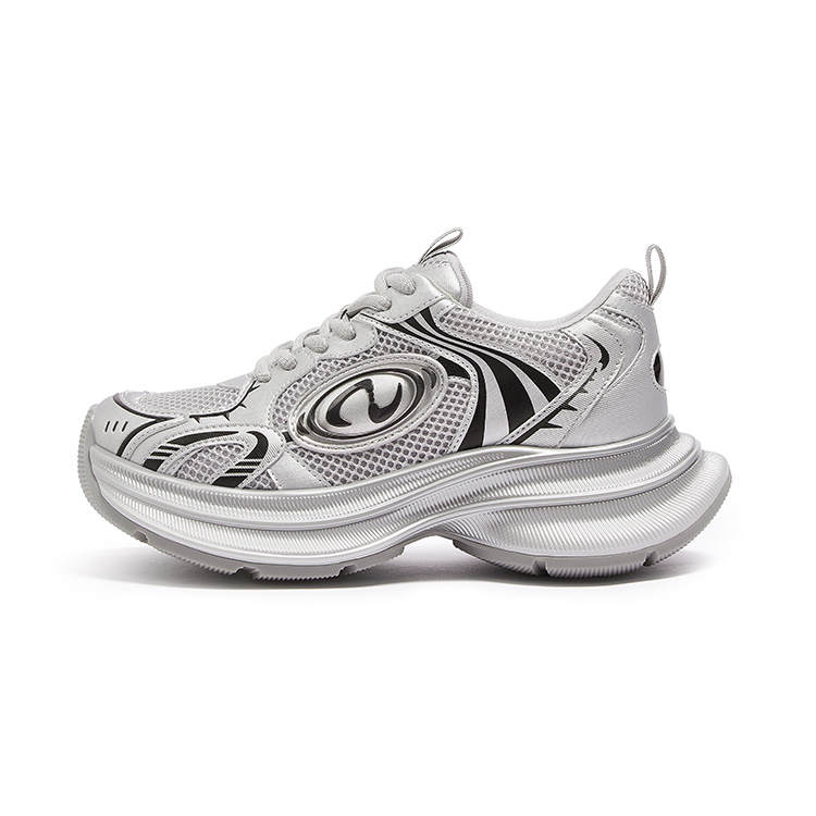 CAMEL CAMEL Chunky Sneakers Women's Low Top Gray/Silver/Black, Black, White/Silver