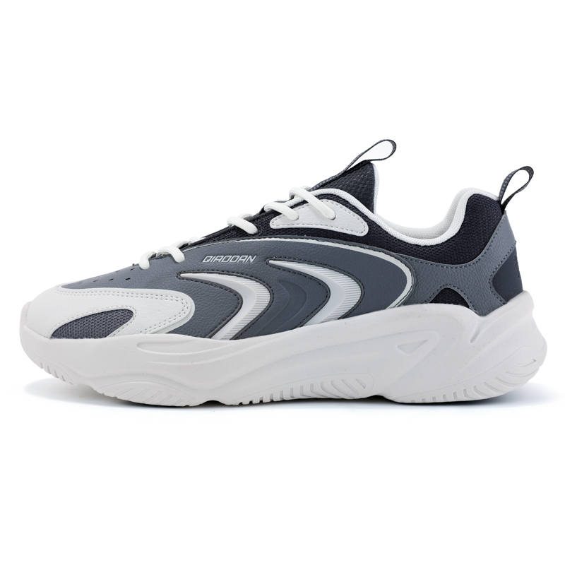 QIAODAN Textile, Synthetic Leather Low top Running Shoes Men's Gray