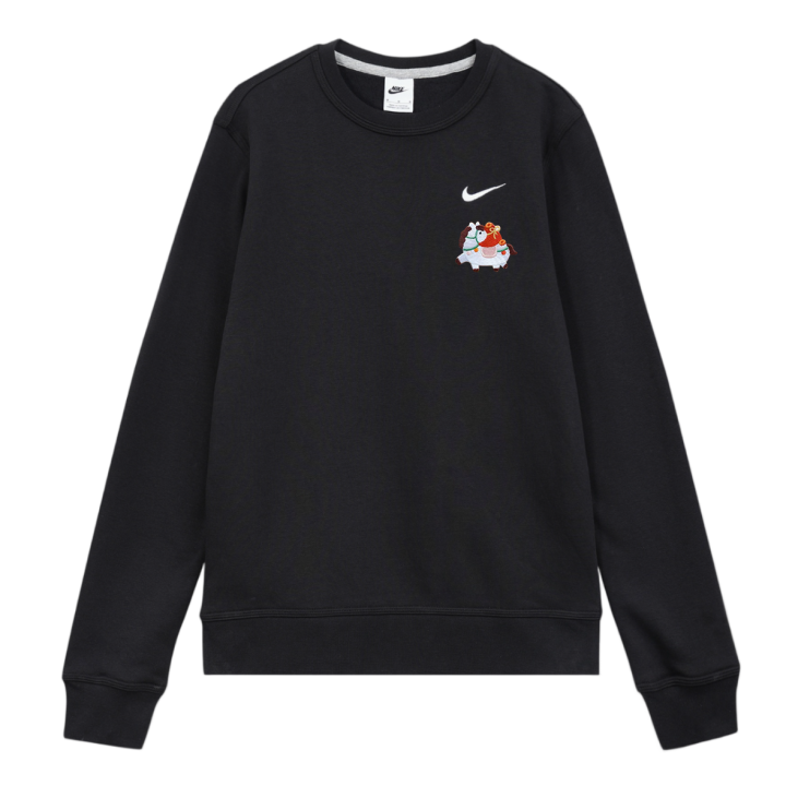 Nike Nike Immediately Blessed Refined Pony Embroidery Logo Print Pullover Fleece Lined Crew Neck Long Sleeved Sweatshirt