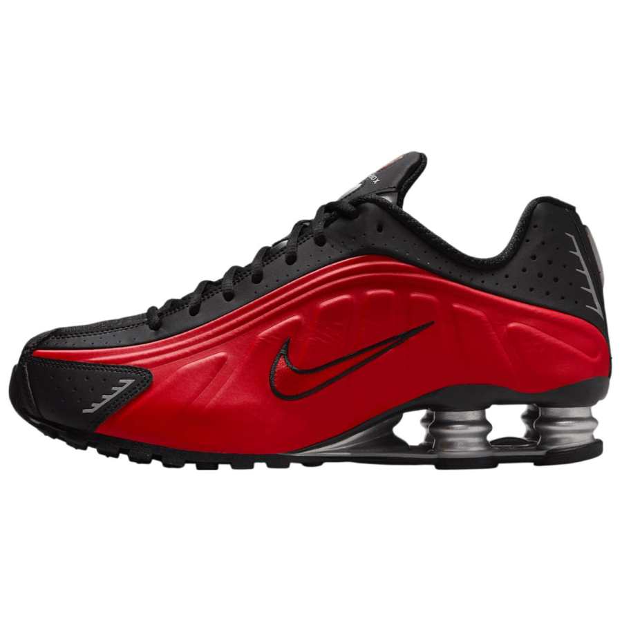 Nike Nike Shox R4 Slip Resistant Abrasion Resistant Low top Casual Running Shoes Men's Black Red