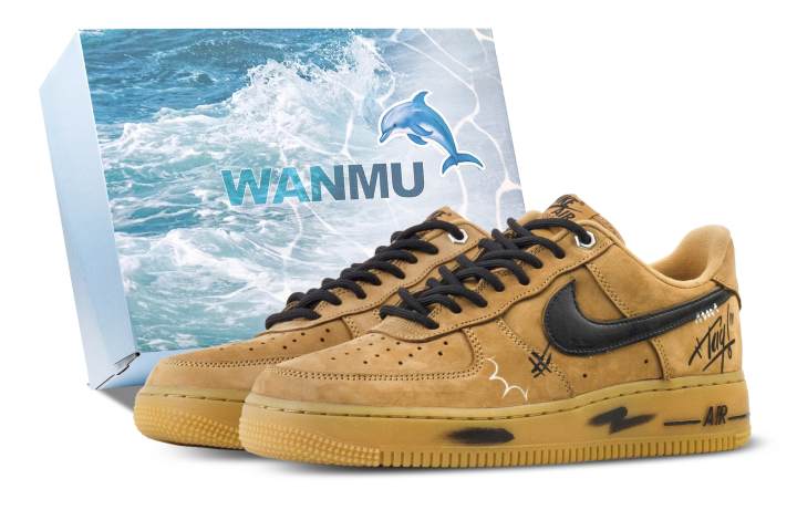 Nike Nike Air Force 1 Ink Erosion In The Desert Abrasion Resistant Low top Skateboard Shoes Unisex Wheat