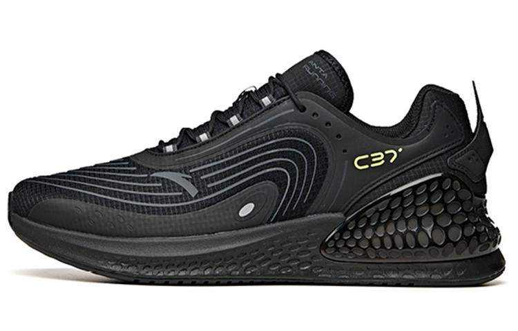 Anta Fabric Cushioning Slip Resistant Abrasion Resistant Low top Running Shoes Men's Black