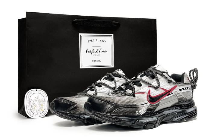 Nike Nike Initiator Cow Split Leather Cushioning Low top Casual City Commuting Running Shoes Men's Black Gray Red