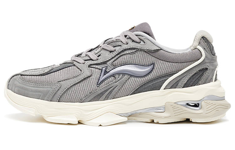 LI-NING 1990 LI NING 1990 Suede Cushioning Slip Resistant Abrasion Resistant Low top Running Shoes Men's Haze Gray