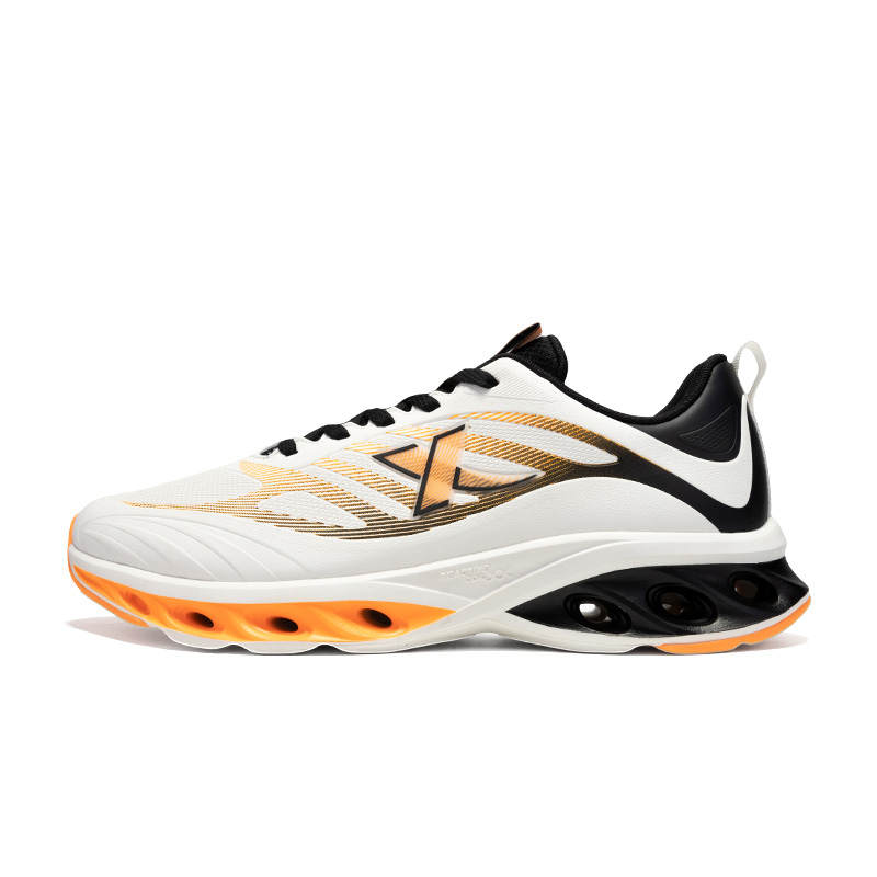 XTEP Slip Resistant, Abrasion Resistant, Breathable Low top Casual Running Shoes Men's White Black Orange