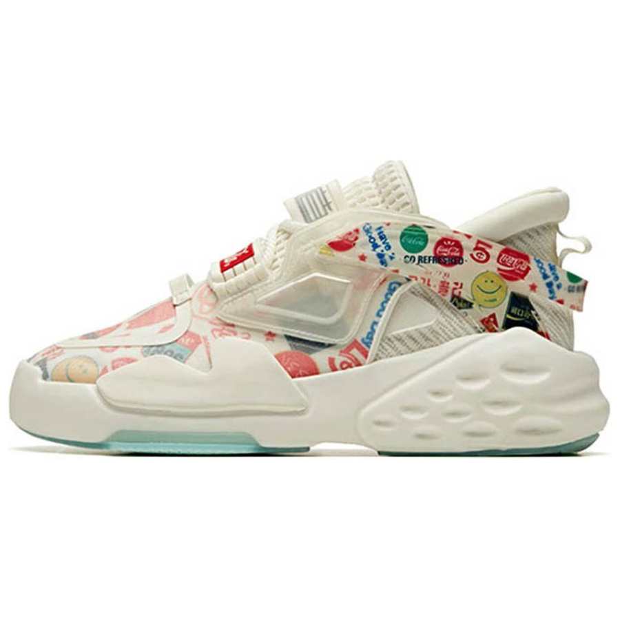 ANTA Coca Cola x Anta Bastard Cushioning Slip Resistant Abrasion Resistant Low top Chunky Sneakers Women's White Red Blue