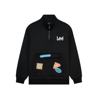 LEE KIDS Sweatshirt Half Open Collar Stand Collar Workwear Embroidery Thickened And Fleece Lined Thermal
