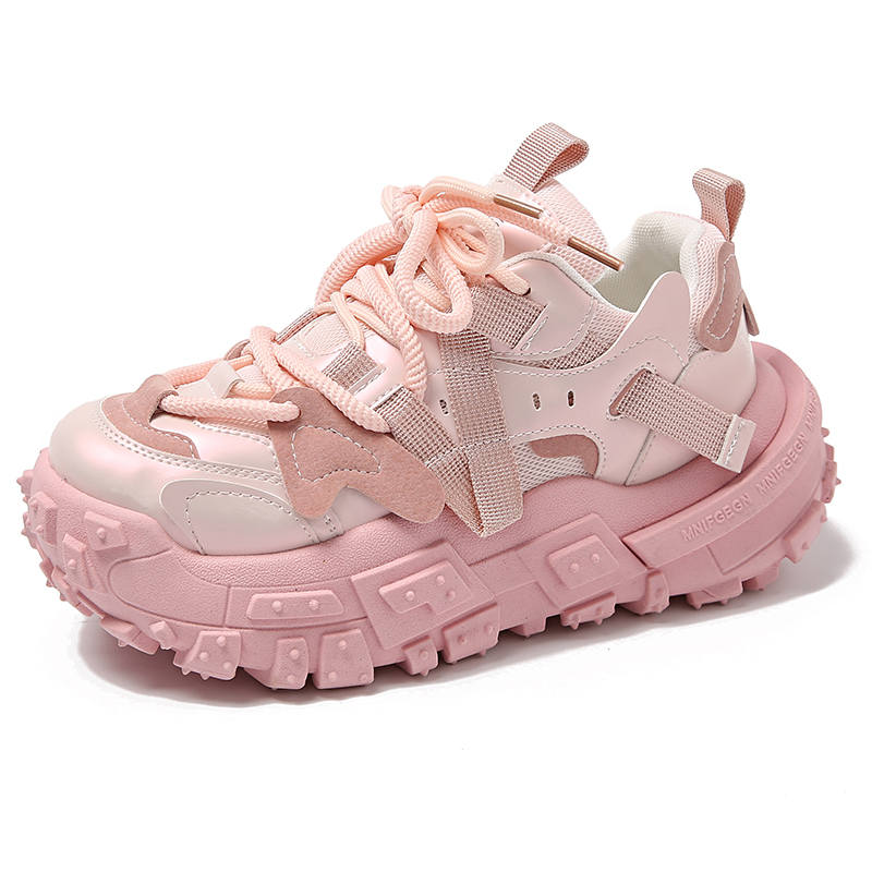 KLAOSD Rubber Abrasion Resistant Height Increasing Abrasion Resistant Height Increasing Low top Chunky Sneakers Women's