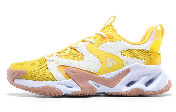PEAK Wear resistant, Non slip And Breathable Low top Running Shoes Men's Yellow White