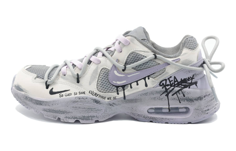 Nike Nike Air Max Fusion Cushioning Moisture Wicking Low top Running Shoes Women's Beige Gray Purple