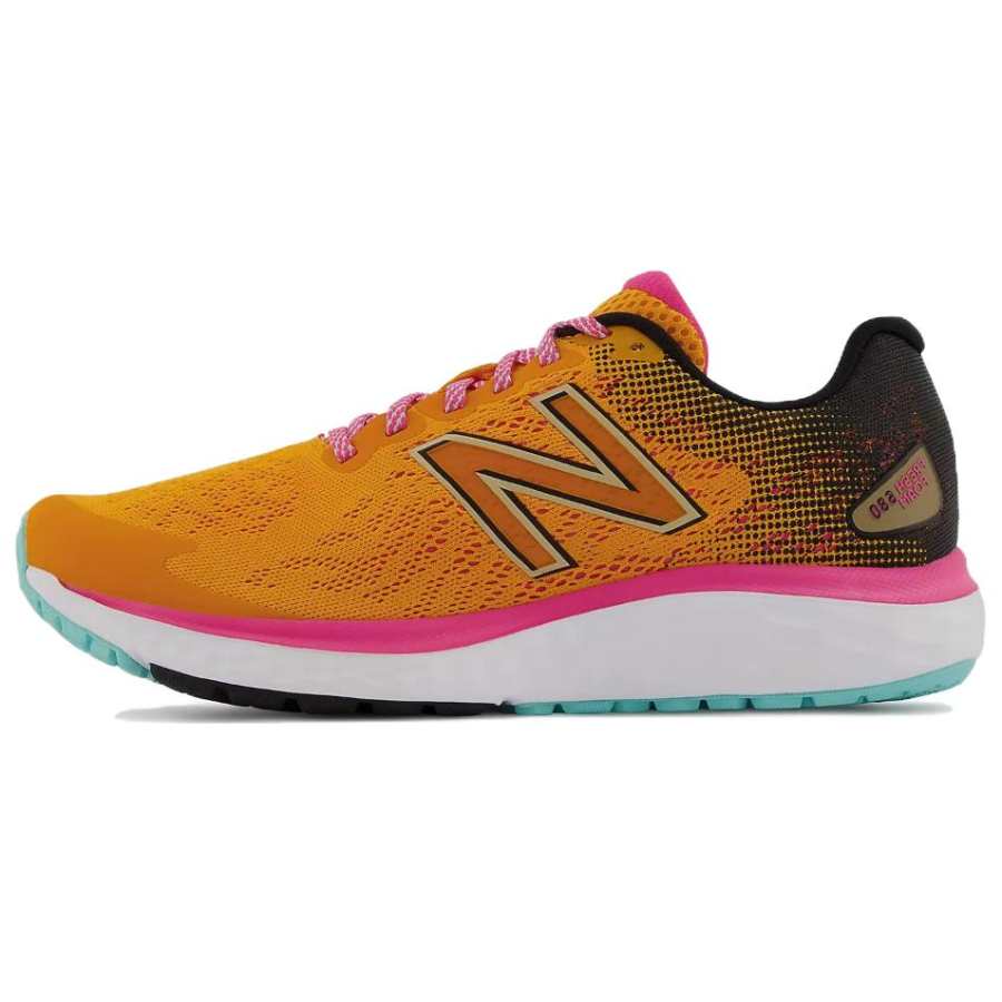 New Balance New Balance NB 680 Comfortable And Trendy Textile, Leather Low top Running Shoes Women's Orange Black Pink