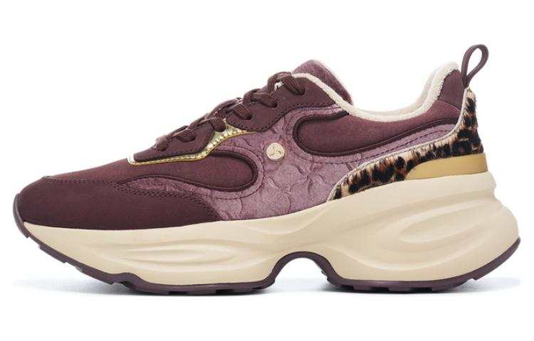 LI-NING 1990 LI NING 1990 Clouds Slip Resistant Cushioning Rebound Low Top Running Shoes Women's Deep Purplish Red
