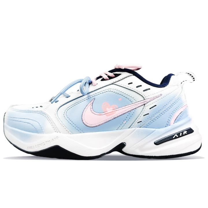 Nike Nike Air Monarch 4 Abrasion Resistant Slip Resistant Low top Chunky Sneakers Unisex White Blue Pink