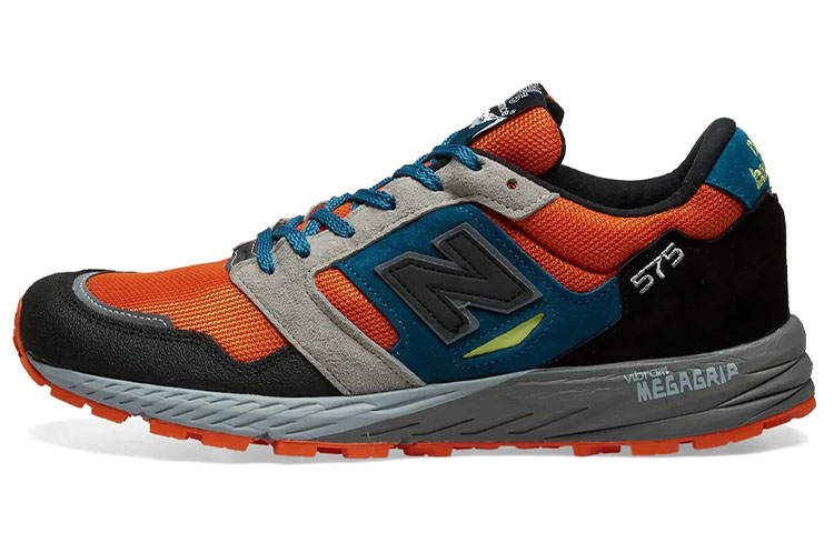 New Balance New Balance NB 575 Textile, Synthetic Leather, Mesh Low top Running Shoes Men's Orange Blue Made In UK