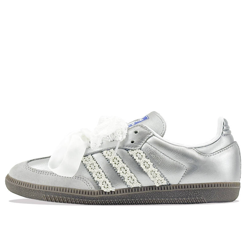 Adidas Originals SAMBA OG Silver Wings Sweetheart Low top Skateboard Shoes Unisex Silver