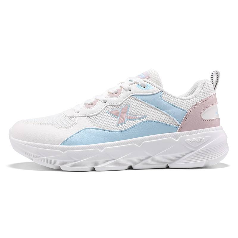 XTEP Breathable And Resilient Low top Casual Running Shoes Women's White Blue Pink