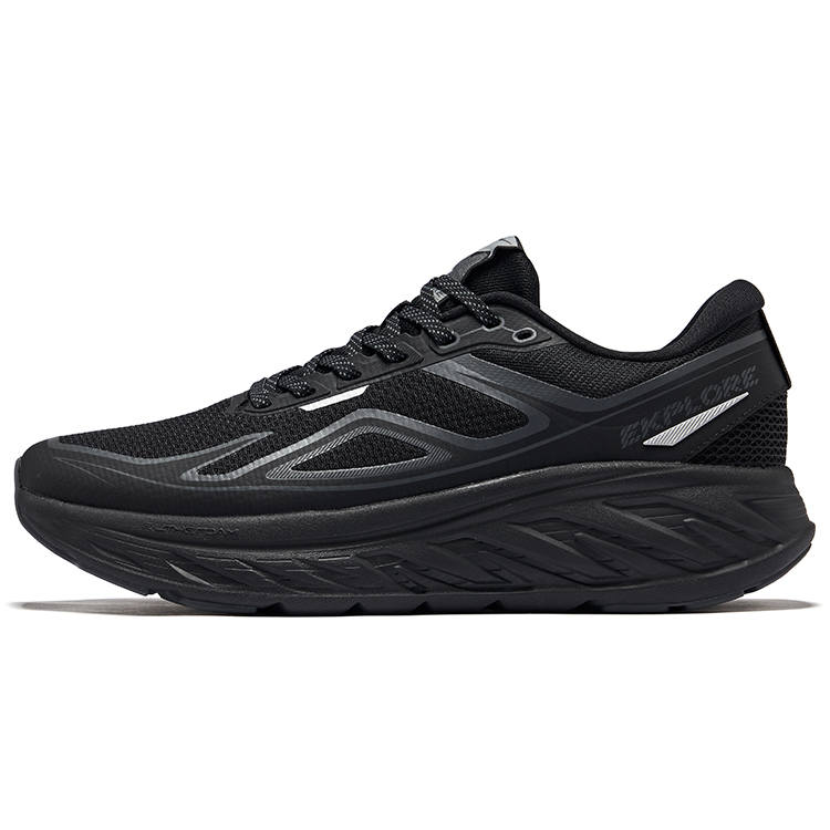 Erke Rebound Lightweight Low top Qidan Technology Running Shoes Men's Jet Black