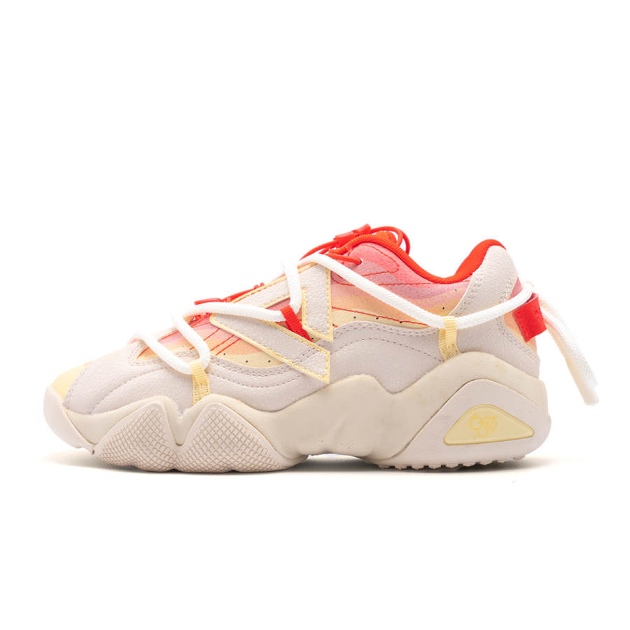 PEAK Taichi 6371 Cushioning Abrasion Resistant Height Increasing Low top Chunky Sneakers Women's Red Khaki