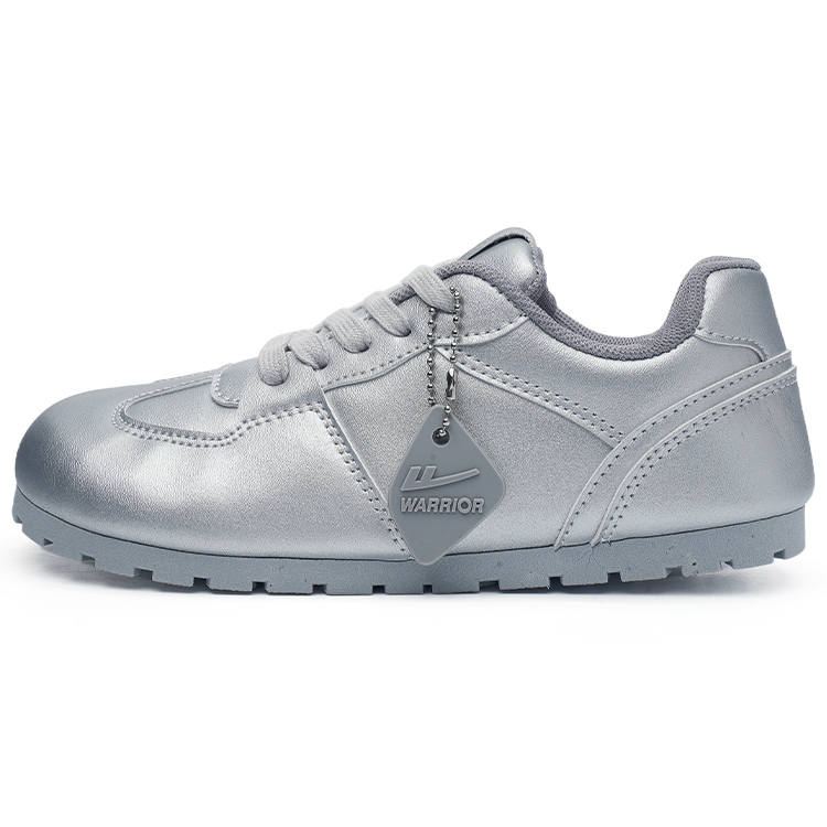WARRIOR German Army Trainers Synthetic Leather Lightweight Low top Casual Shoes Women's Silver 1.0
