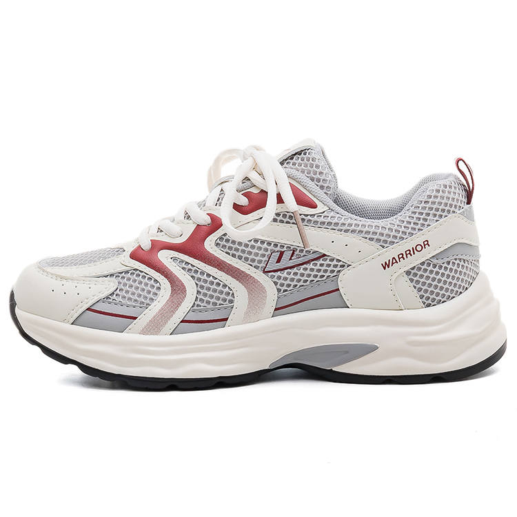 Warrior Comfortable And Breathable Non slip Lightweight Low top Chunky Sneakers Women's Beige Burgundy