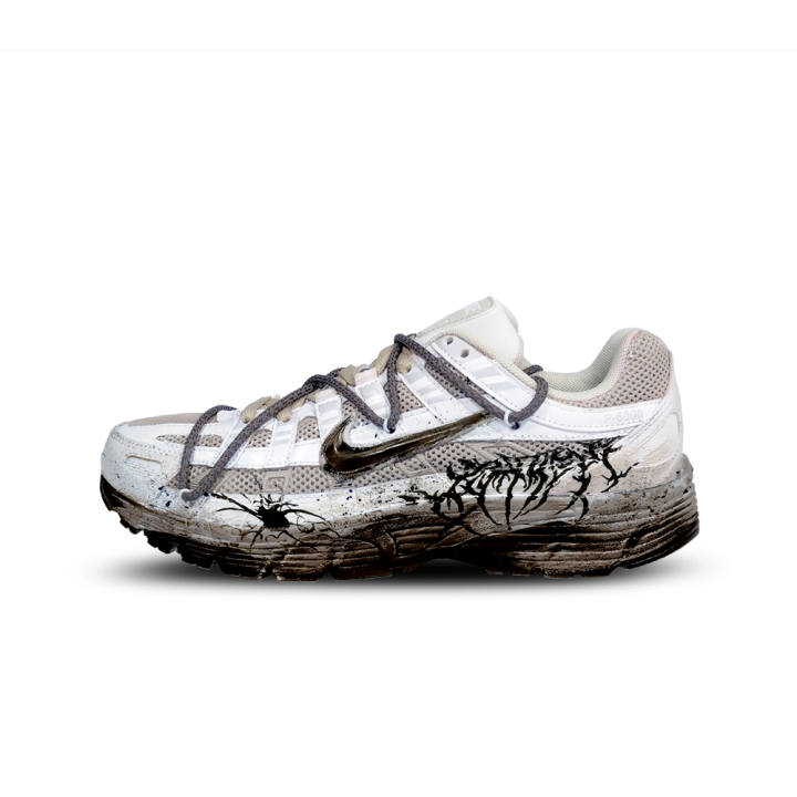Nike Nike Mesh, Leather Cushioning Slip Resistant Low top Casual Running Shoes Unisex White Brown