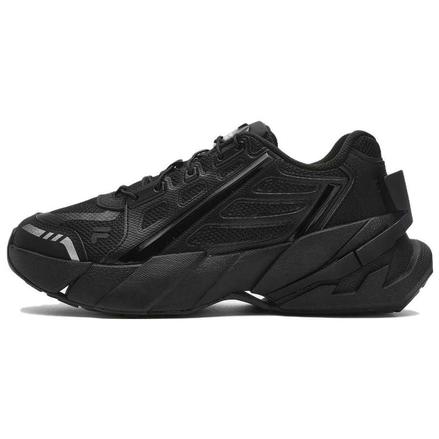FILA FUSION TI 22 Textile, Synthetic Leather Cushioning Lightweight Low top Chunky Sneakers Women's Black