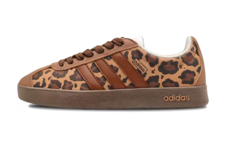 Adidas Adidas VL COURT 2.0 Leopard Print Breathable German Army Trainers Unisex Brown
