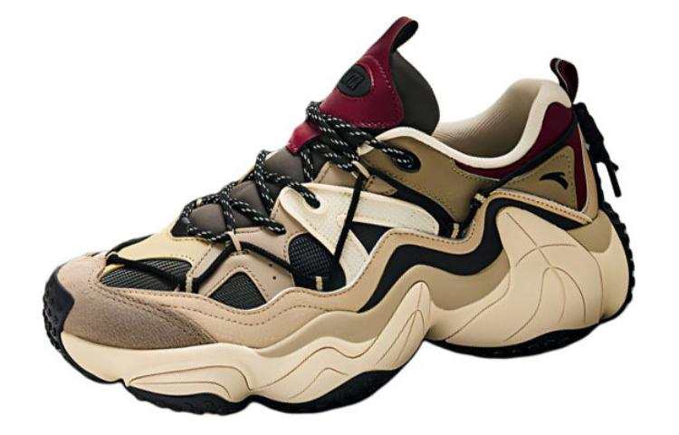 Anta Slip Resistant Abrasion Resistant Low top Chunky Sneakers Men's Brown White