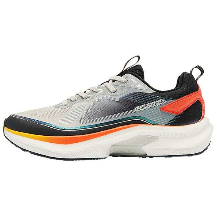 QIAODAN Fabric Slip Resistant Abrasion Resistant Low top Casual Running Shoes Men's Gray Black Orange
