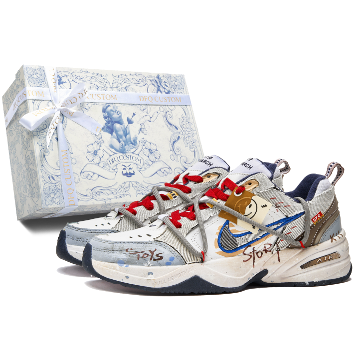 Nike Nike Air Monarch 4 Slip Resistant Slip Resistant Low top Chunky Sneakers Unisex Blue White Brown